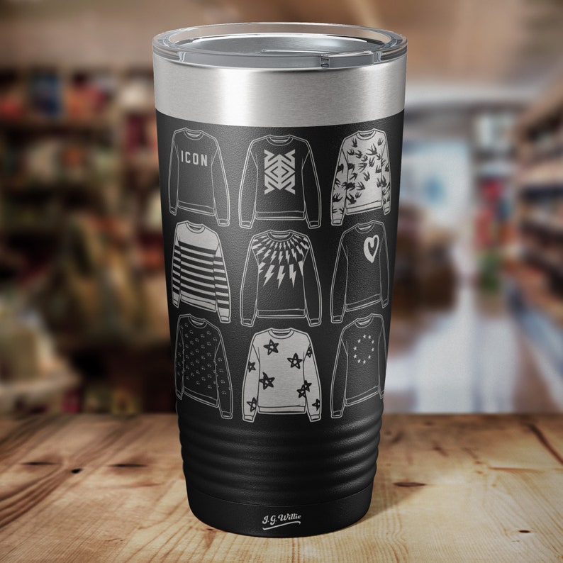 David Rose Designer Sweaters and Shirts Laser Etched Insulated Stainless Steel Tumbler 12 Colors Available image 1