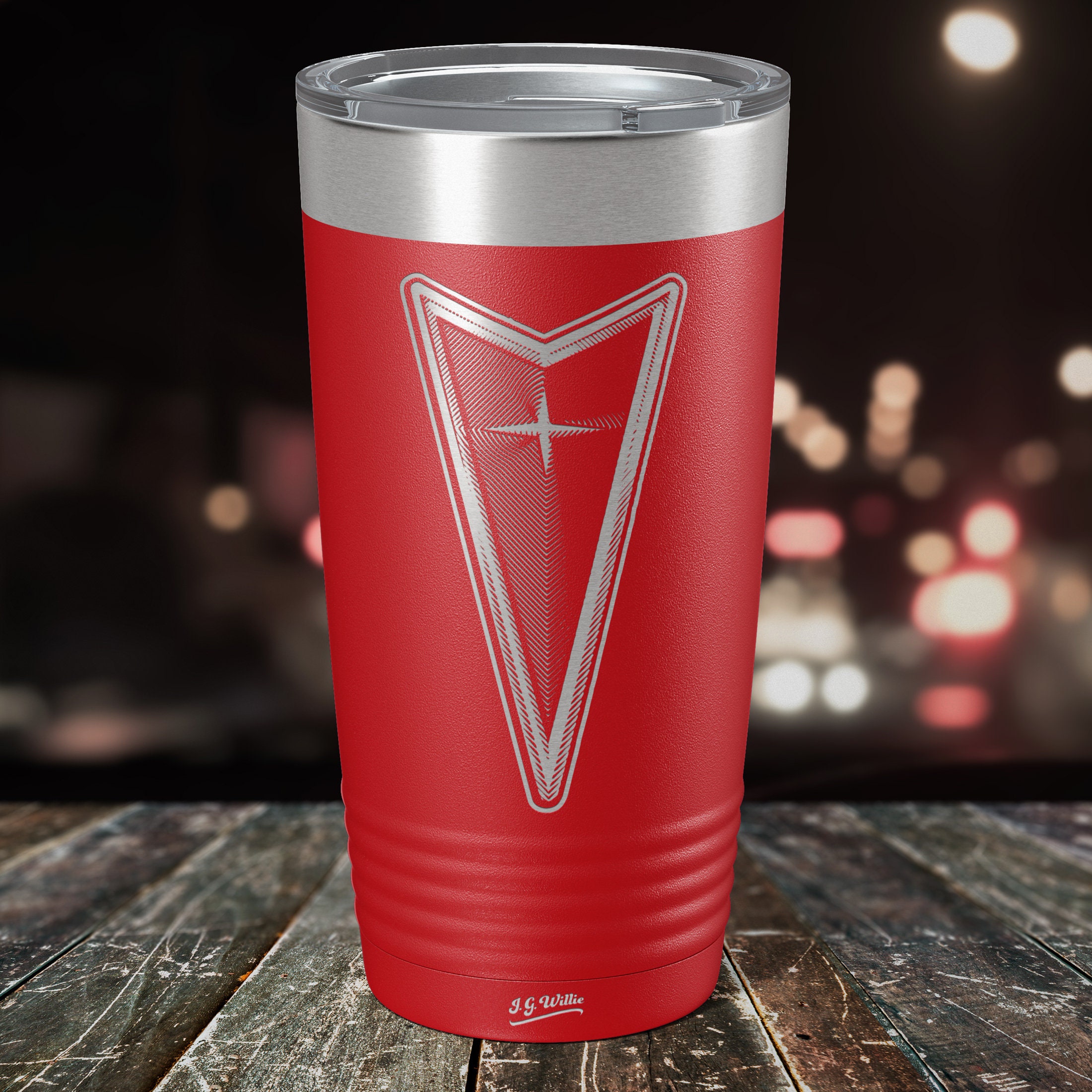 Classic Pontiac Emblem  - Laser Etched Insulated Stainless Steel Tumbler - 12 Colors & 3 Sizes Available