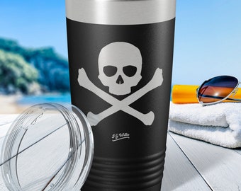 Pirate - Laser Etched Insulated Stainless Steel Tumbler - 12 Colors & 3 Sizes Available