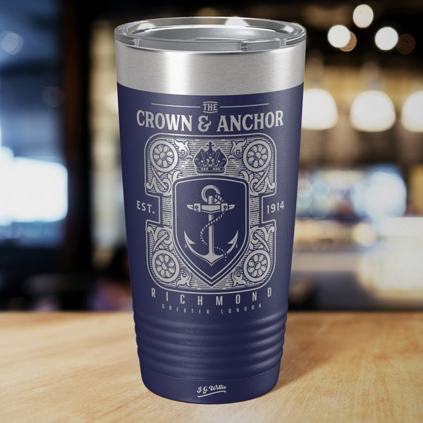 The Crown and Anchor - Laser Etched Insulated Stainless Steel Tumbler - 12 Colors & 3 Sizes Available
