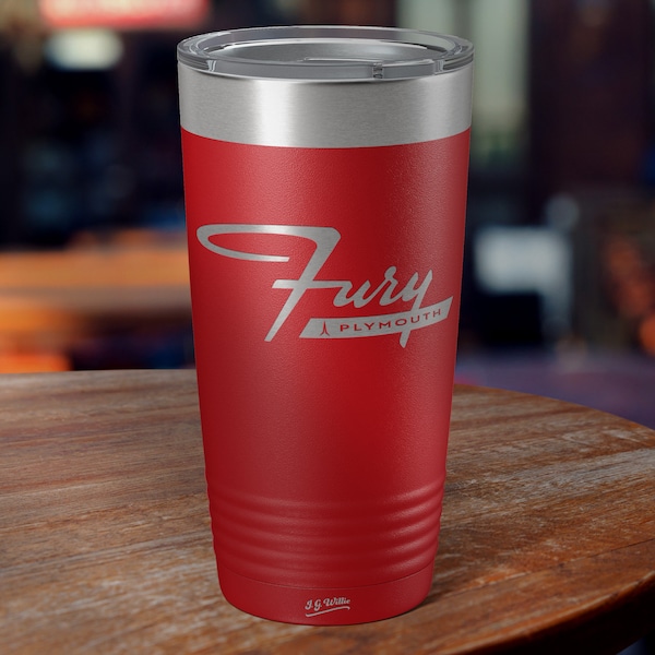 Classic Plymouth Fury Logo Tumbler - 12 Colors & 3 Sizes Available