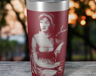 Jane Austen - Wrap Design - Laser Etched Insulated Stainless Steel Tumbler