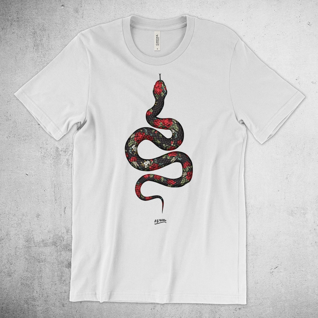 Serpiente con patrón de rosa Camiseta de algodón premium México