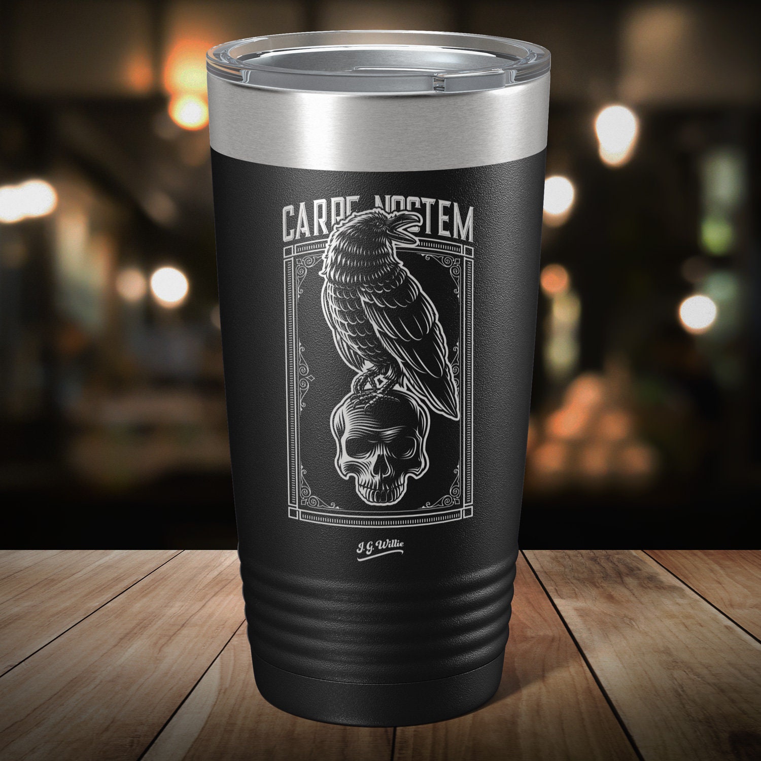 Carpe Noctem - Laser Etched Insulated Stainless Steel Tumbler - 12