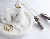 Ink Spill Ring Holder Set, Ring Cone, Ring Dish, Concrete Tray, Wedding Fav, Jewellery holder, Christmas present,Gift for her, Gift for Him