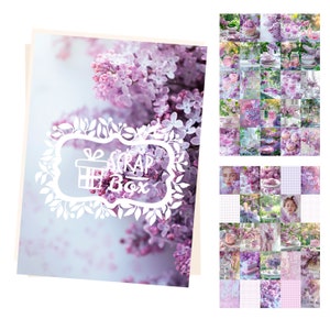Folleto mini pegatinas washi con lila, 50 hojas. / NB_003 / Decoración Scrapbook, Pegatinas para Agenda.Pegatinas al estilo provenzal