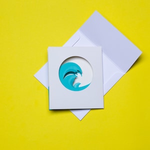 Tarjeta de felicitación emergente 3D con onda azul