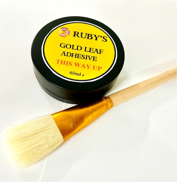 Gold Leaf Gilding Adhesive 60ml Tub & Gold Gilding Goat Hair Brush 