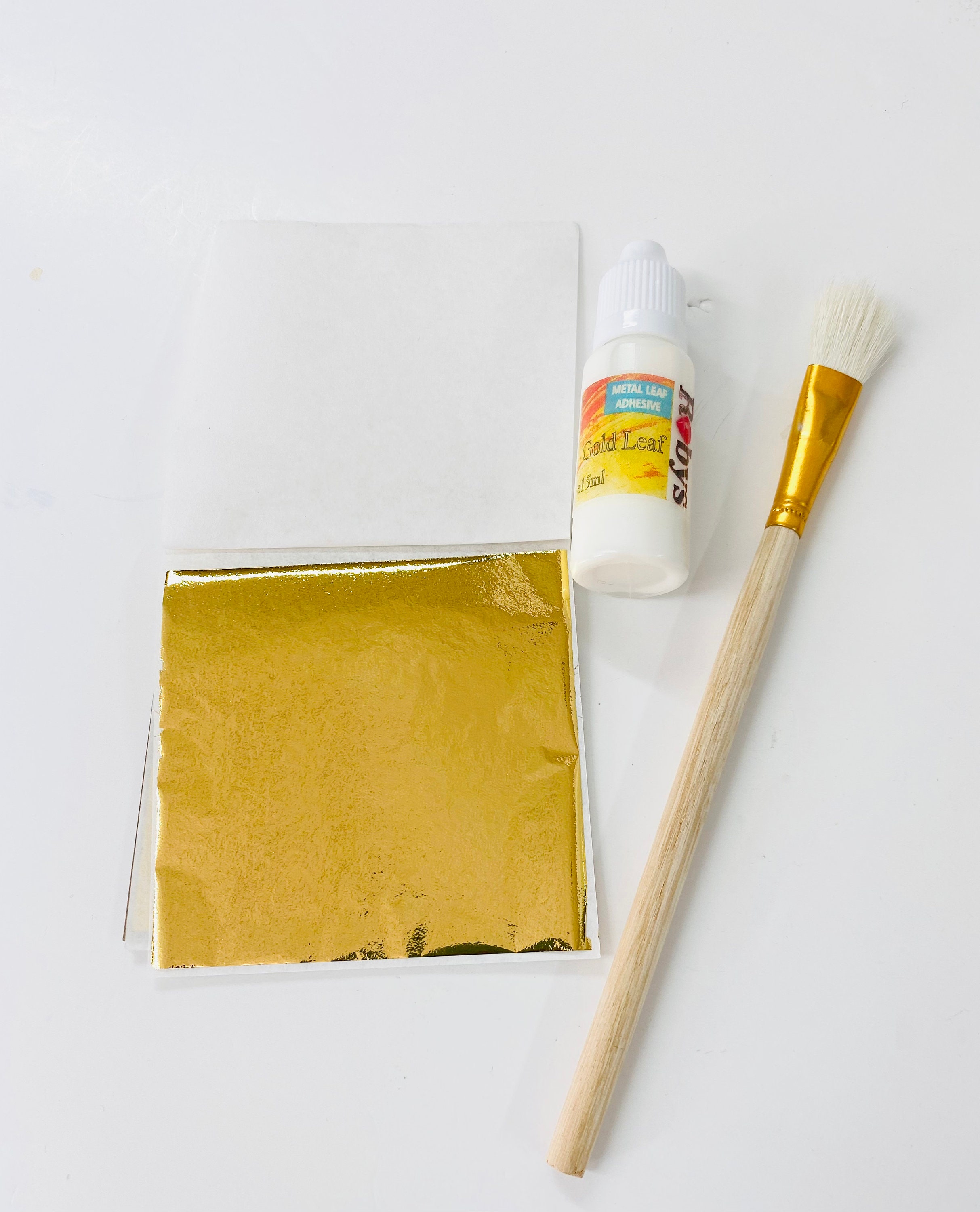 Gold Leaf Gilding Adhesive 60ml Tub & Gold Gilding Goat Hair Brush 