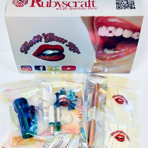 Kit de gemas dentales, kit de joyería de dientes, kit de cristal de dientes  de bricolaje con pegamento y adornos de cristal claro decoración de dientes