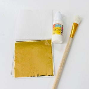 Metal Leaf Adhesive Kit, Gold Leaf Glue 100ml and 5g Gilding Flakes for  Craft, Arts, Home Decor, Painting with Brushes