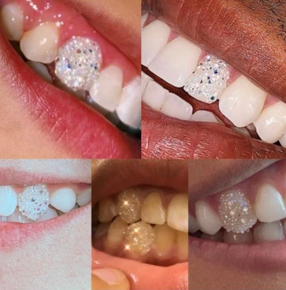 SOESFOUFU 1 Set Drill Nail Art Decorations Tooth Gems for Teeth Trapezoid  Charms for Teeth Teeth Gems Teeth Diamonds Uptight White Tooth Polish