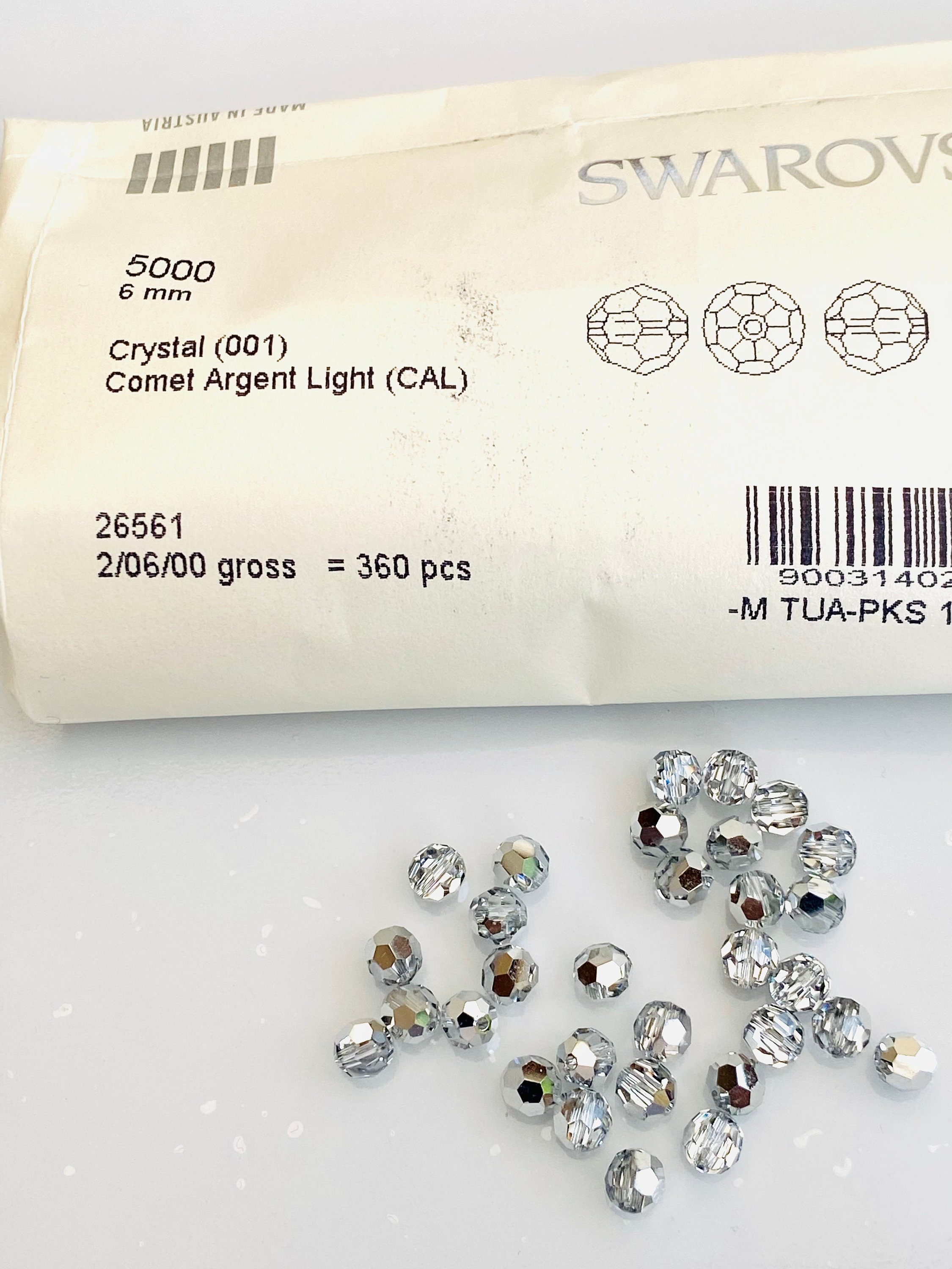 Vintage Swarovski Beads - 11mm Faceted Rounds in Comet Argent light