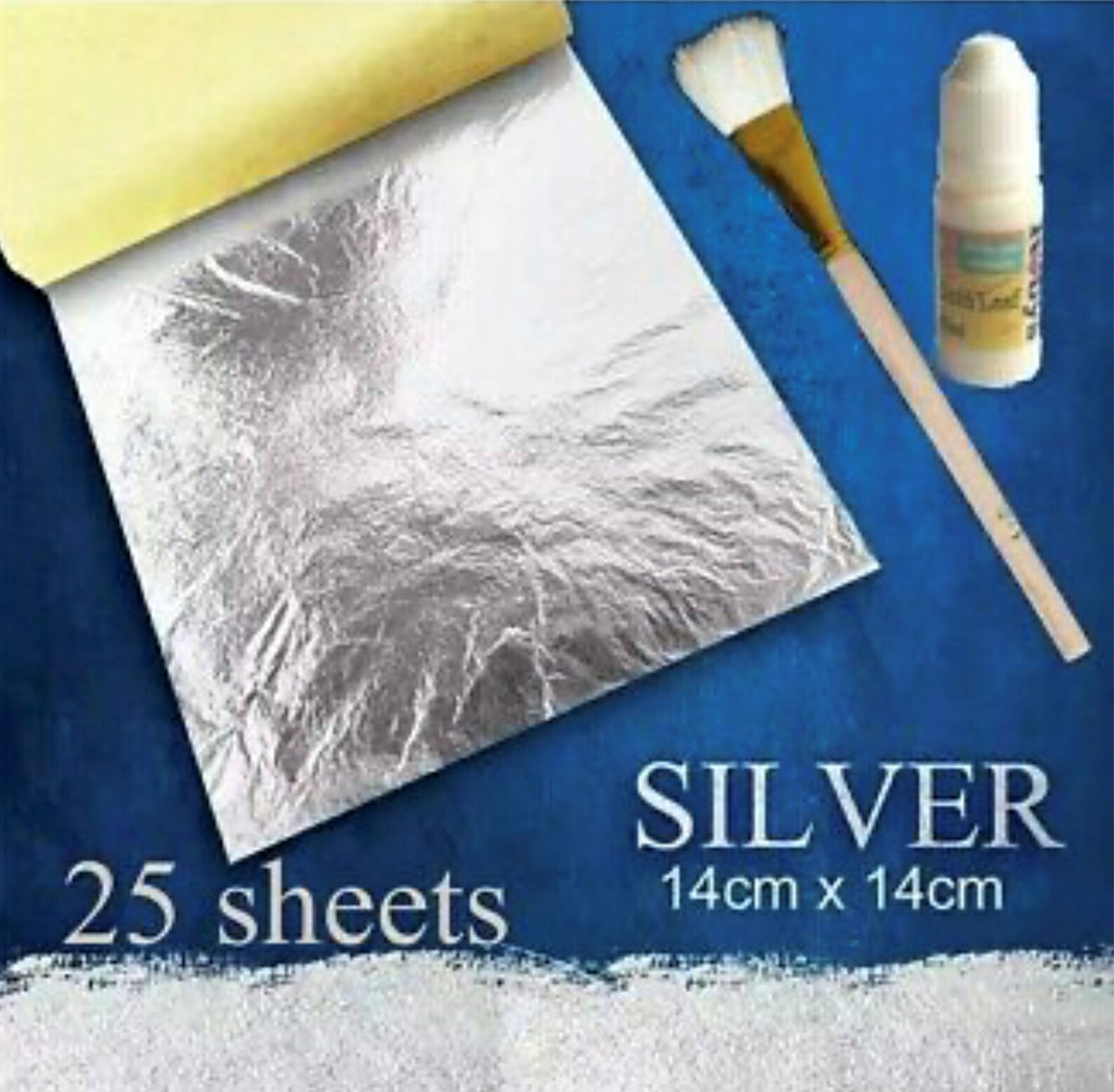 Hoja de plata de imitación 25 hojas 14x14cm Kit con 15ml Etsy