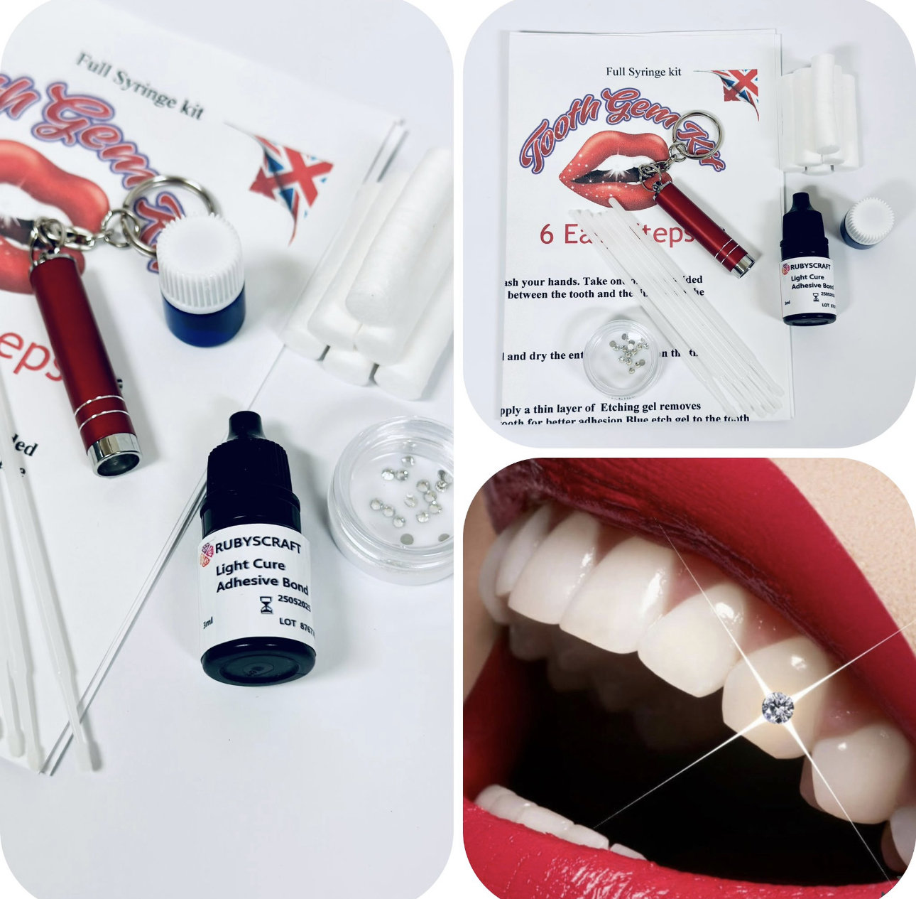 1pc Tooth Gem Professional Dentist Dental Light Cure Adhesive Bond 3ml or  5ml to Use With Tooth Gem Kit Rhinestones Flatbacks 