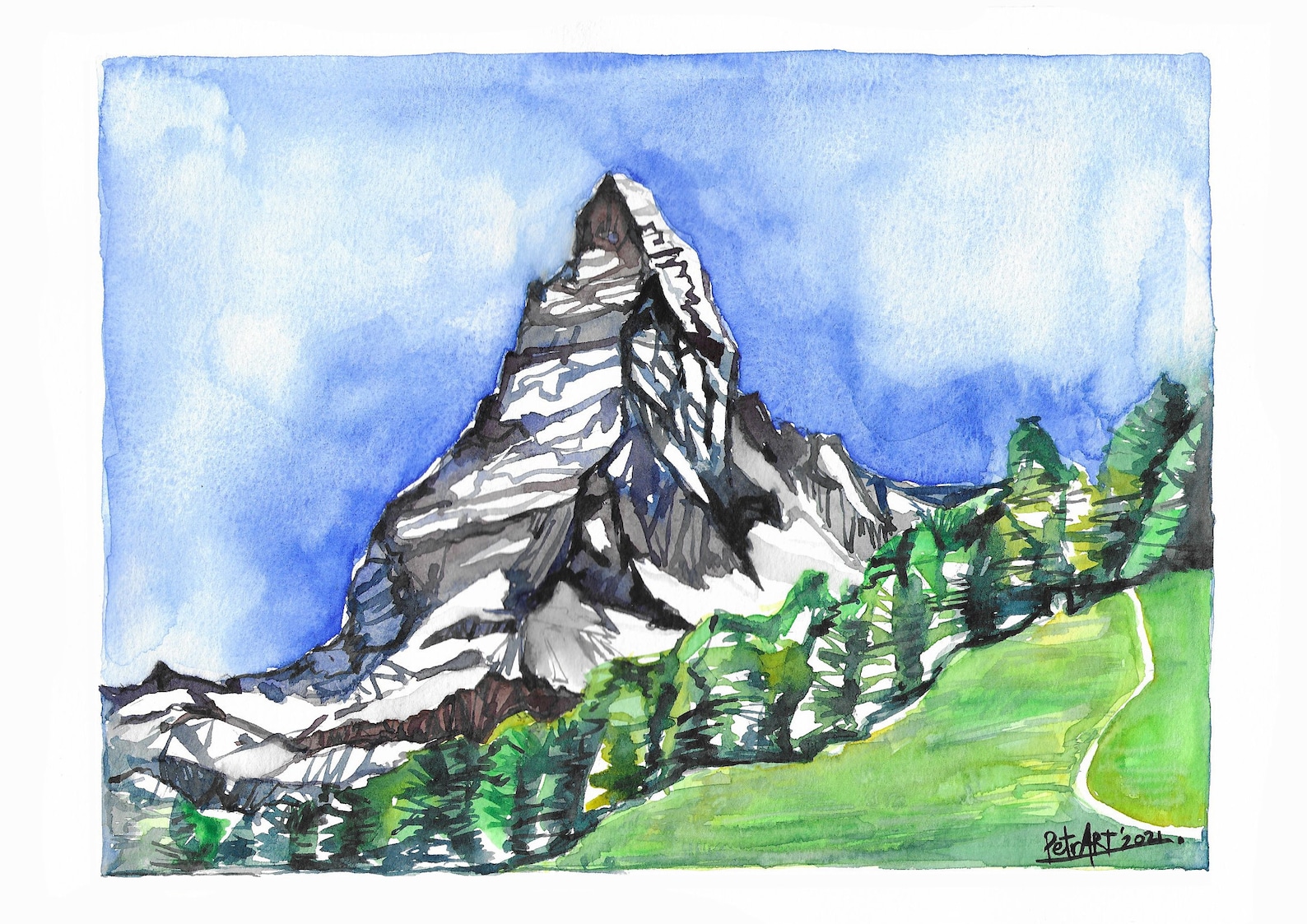 Matterhorn Zermatt Aquarell Malerei Schweizer Alpen Malerei Etsy de matterhorn-zermatt-aquarell-malerei-schweizer-alpen-malerei-etsy-de