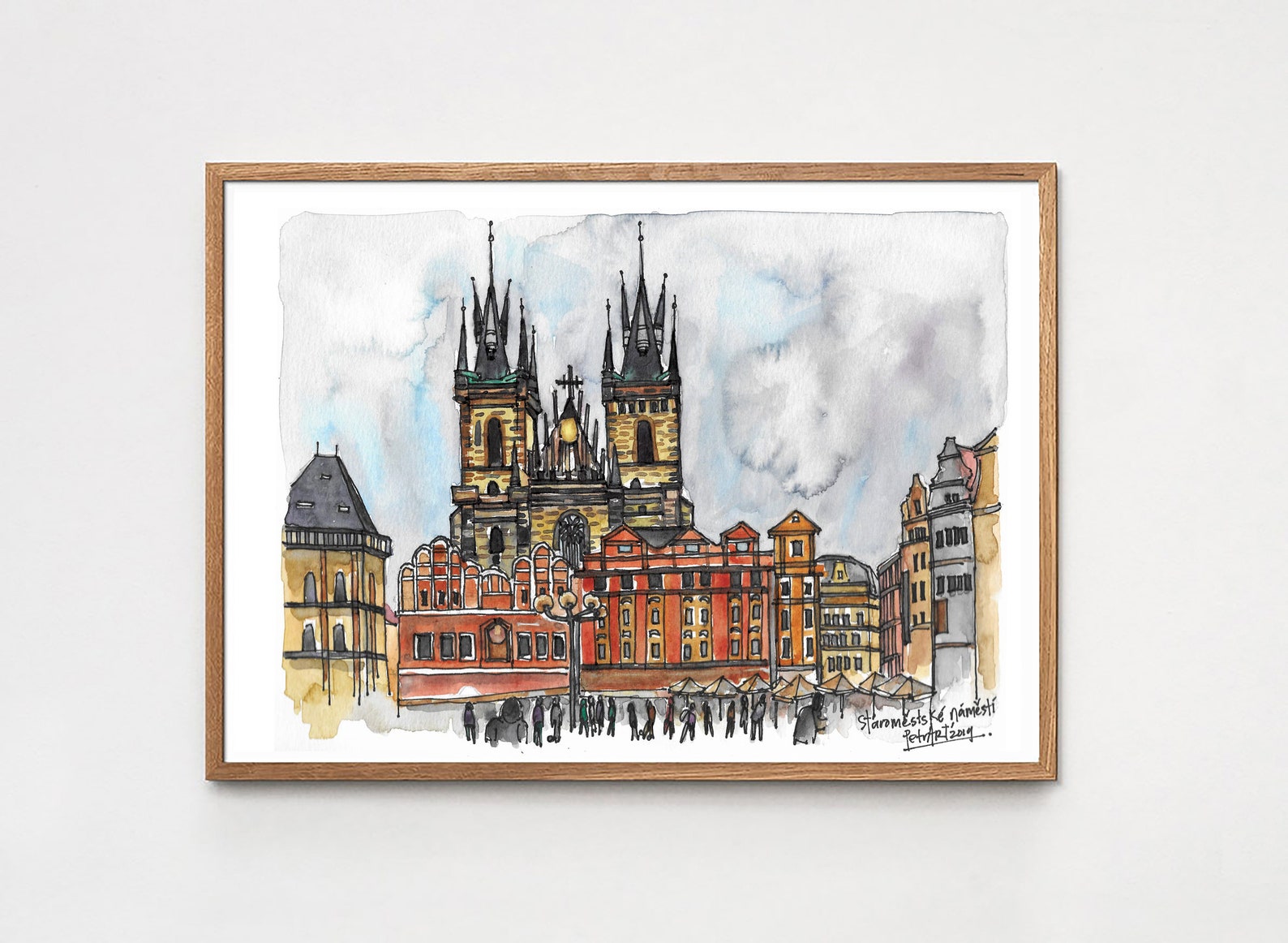 Prague Drawing Prague Watercolor Art Print From an Original Etsy