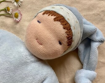 Babys erstes Waldorfpuppe, Gute-Nacht-Puppe für Kleinkinder oder Neugeborene, umweltfreundliches Stofftier