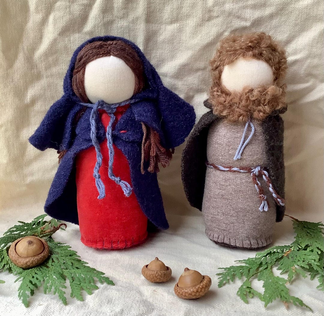 Waldorf Nativity Set. Holy Family Miniature Dolls. Christmas Seasonal ...