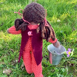 Waldorf doll black, Steiner toy, handmade knitted doll, simple Waldorf doll for toddler, birthday present girl, eco friendly childs gift image 4