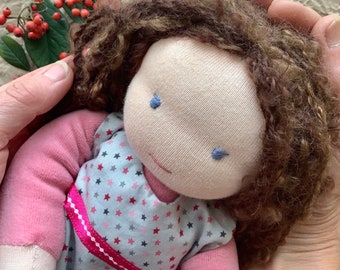 Steiner Waldorf girl doll . Handmade traditional cloth rag doll. Birthday gift for young girl. Eco friendly natural toy. First Waldorf doll