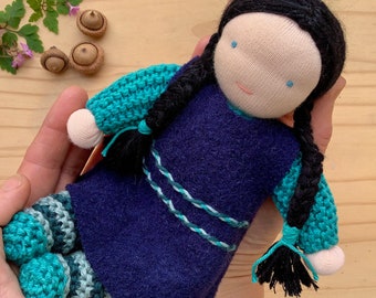 Waldorf doll knitted, traditional girls toy, doll for toddler, eco-friendly toy, soft bodied doll, handmade gift for girls birthday