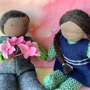 Waldorf doll, black doll, asian doll , handmade Waldorf soft toy, knitted Waldorf inspired doll, doll for toddler, eco-friendly natural toy image 8