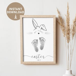 La prima Pasqua del bambino, Impronta di Pasqua, Coniglietto, Cartolina per Pasqua, La mia prima Pasqua - Download digitale, Regali di Pasqua da stampare, Poster di Pasqua