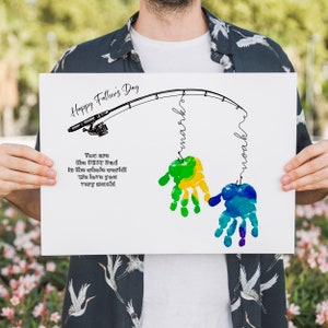 Fisch Handabdrücke machen zum Vatertag, Vatertagsgeschenk, personalisiertes Geschenk für Papa, DIY Geschenk für Papa, Digitaler Download für Vater