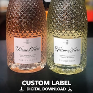 Etiqueta personalizada para champán Prosecco, pegatina personalizada para botella, champán personalizado para aniversario, etiqueta de champán individual para regalo, digital