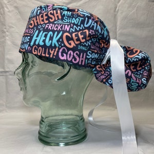 Ponytail Scrub Cap - Nonswear Word Scribbles