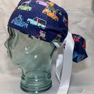 Ponytail Scrub Cap - Christmas Tree Shopping