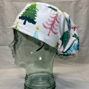 Scrub Cap with Elastic - Christmas Trees