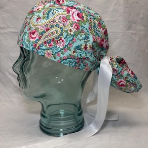 Ponytail Scrub Cap - Floral Paisley