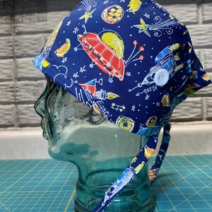 Scrub Cap with Ties - Spaceship