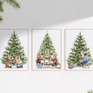 O Holy Night Christmas Conjunto de 3 impressões de parede | Impressão de parede para impressão de Natal | Impressões de parede de Natal aconchegantes | Arte para impressão de feriados de inverno | L168