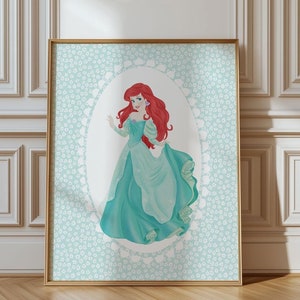 Princess Ariel Digital Wall Prints | Little Mermaid Art Prints| Princess Prints | Fairy Tale Print |Girls Nursery Decor| Printable Art| L322
