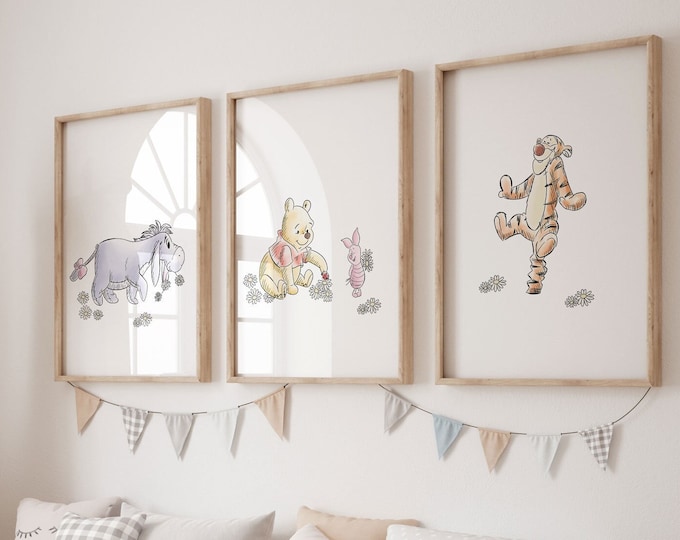 Magic Posters Winnie-The-Pooh Prints, Set of 3 Vintage 1926