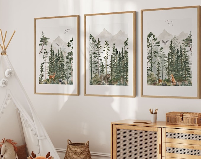 Printable Woodland Animals Artwork, DIGITAL DOWNLOAD, Instant Download ...