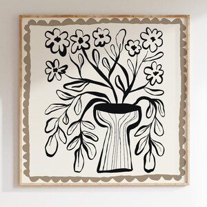 Abstrakte Tinte Blumenstrauß Wandkunst | Sofortiger herunterladbarer Wanddruck|Trendy Blumenkunstdruck |Doodle Blumenkunst| Kinderzimmer Wandkunst|L419