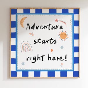 Adventure Starts Right Here Wall Art| Instant Digital Downloadable Art Print| Hand-Drawn Trendy Decor| Nursery Print| Square Print| L501