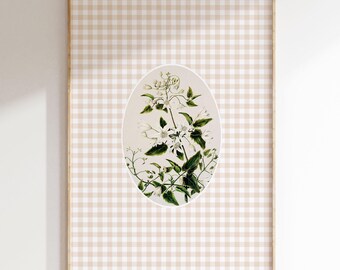 Impresión artística de flores vintage / Impresión botánica vintage / Decoración campestre francesa / Impresión de cuadros vichy vintage / Decoración de cabaña / Arte imprimible digitalmente / L436