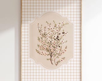 Impresión digital de flores antiguas / Impresión botánica antigua / Decoración rústica francesa / Impresión de cuadros vichy antiguos / Decoración de cabañas / Arte imprimible / L396