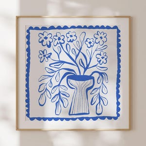 Abstract Ink Floral Bouquet in Royal Blue Wall Art| Instant Downloadable Wall Print|Trendy Floral Art Print |Nursery Printable Art|L426