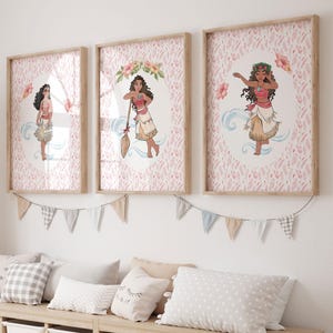 Moana Wall Art - Set of 3 | Instant Downloadable Wall Print | Polynesian Princess Digital Prints | Moana Nursery Decor |L653