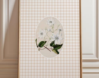 Impresión artística de flores vintage / Impresión botánica vintage / Decoración campestre francesa / Impresión de cuadros vichy vintage / Decoración de cabaña / Arte imprimible digitalmente / L435