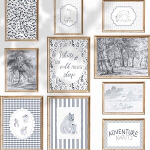 Gallery Wall Woodland Art - Set of 10  | Vintage Forest Digital Art Prints | Forest Animals Wall Print| Nursery Decor | Printable Art| L 033