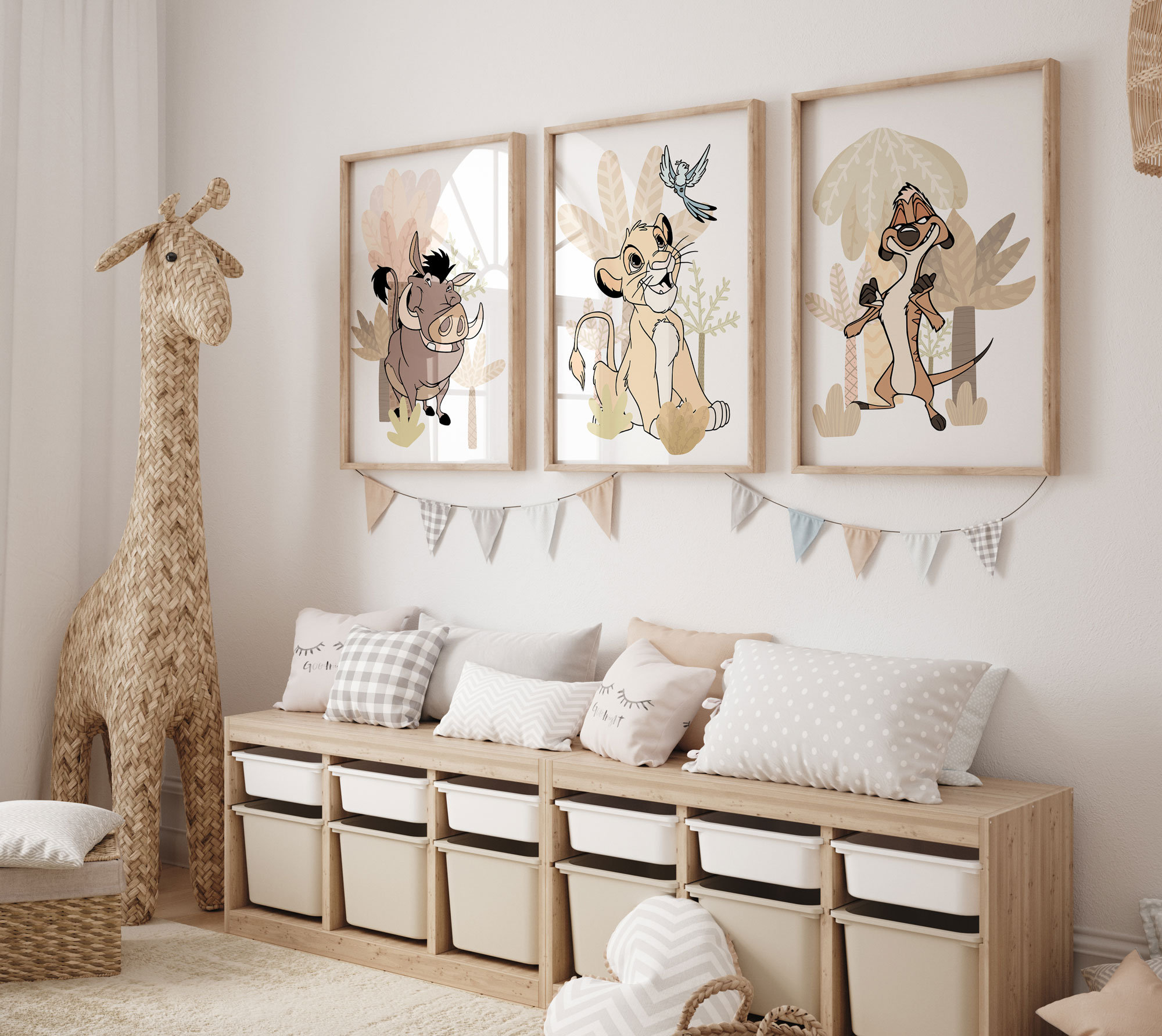 Set of 3 Simba and Friends Wall Art Lion King Art Print Simba Nursery ...