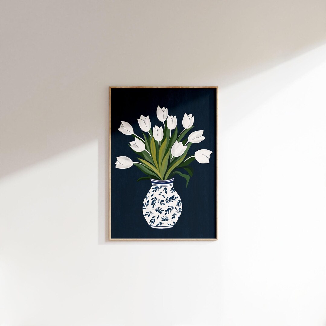 Tulips in a Vase Wall Art |abstract Tulips Wall Print | Trendy Decor ...