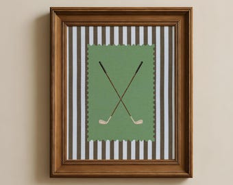 Golf Club Art Print, Golf Print, Gift for Golf Lovers, Vintage Style Golf Print, Sports Decor, Printable Art, L755
